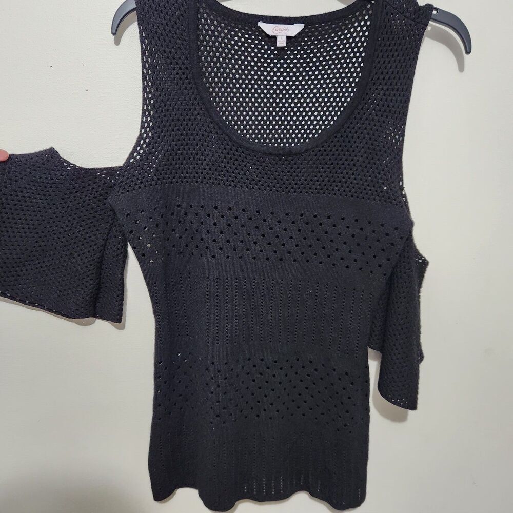 Candies Top Size Large Black Cold Shoulder Breathable Stretch